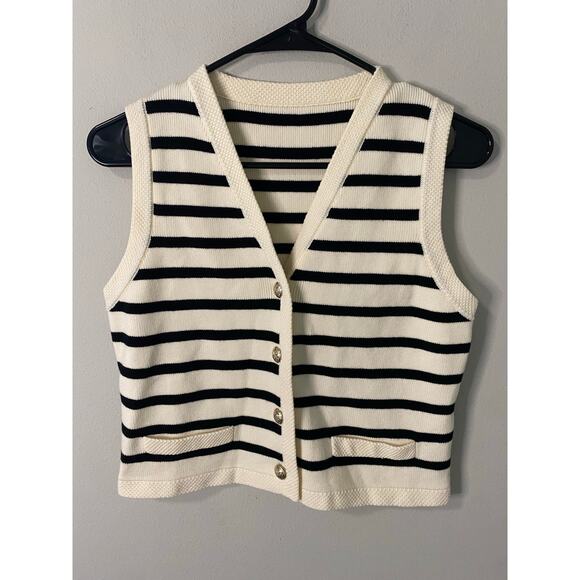 New Goelia Black and White Stripe Vest, Size US 6 - Picture 2 of 6